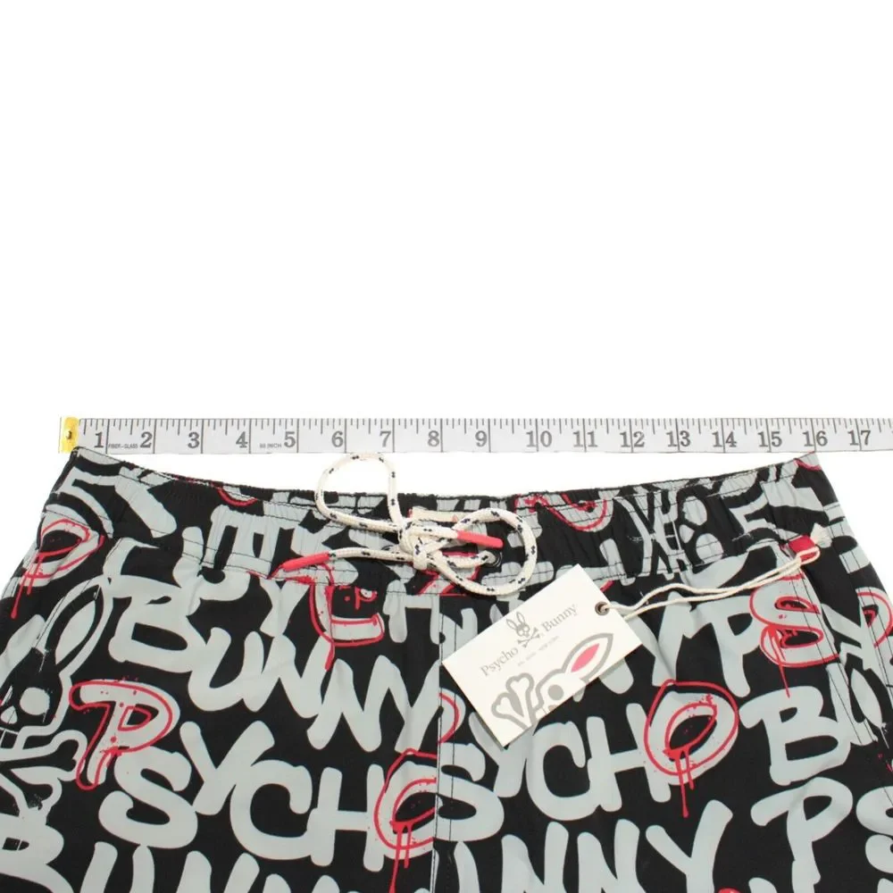 Psycho Bunny NWT Swim Suit Size M US In Black Gray & Red 100% Polyester - Picture 7 of 11